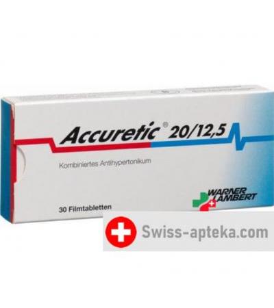 Аккуретик 20/12.5 мг 30 таблеток покрытых оболочкой