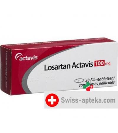 Лозартан Актавис 100 мг 28 таблеток покрытых оболочкой