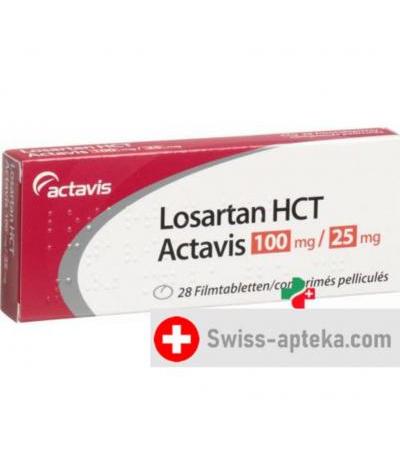Лозартан HCT Актавис 100/25 мг 28 таблеток покрытых оболочкой