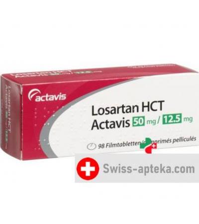 Лозартан HCT Актавис 50/12.5 мг 98 таблеток покрытых оболочкой