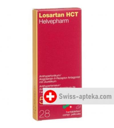 Лозартан HCT Хелвефарм 50/12.5 мг 28 таблеток покрытых оболочкой
