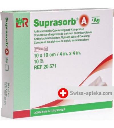 Suprasorb A + Ag Calciumalginat компресс 10x10см стерильный 10 штук