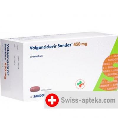 Валганцикловир Сандоз 450 мг 60 таблеток покрытых оболочкой