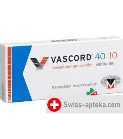 Васкорд 40/10 мг 28 таблеток покрытых оболочкой