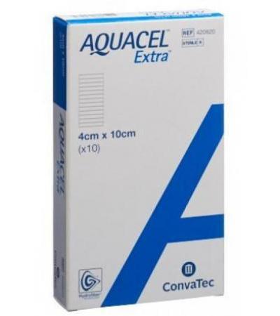 AQUACEL EXTRA Hydrofiber Verband 4x10cm 10 Stk