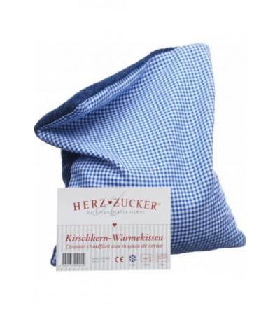 HERZZUCKER Kirschkernkissen 26x21cm Karo/Woll blau