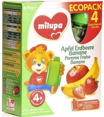 Mилупа яблоко клубника банан 4 x 90 грамм